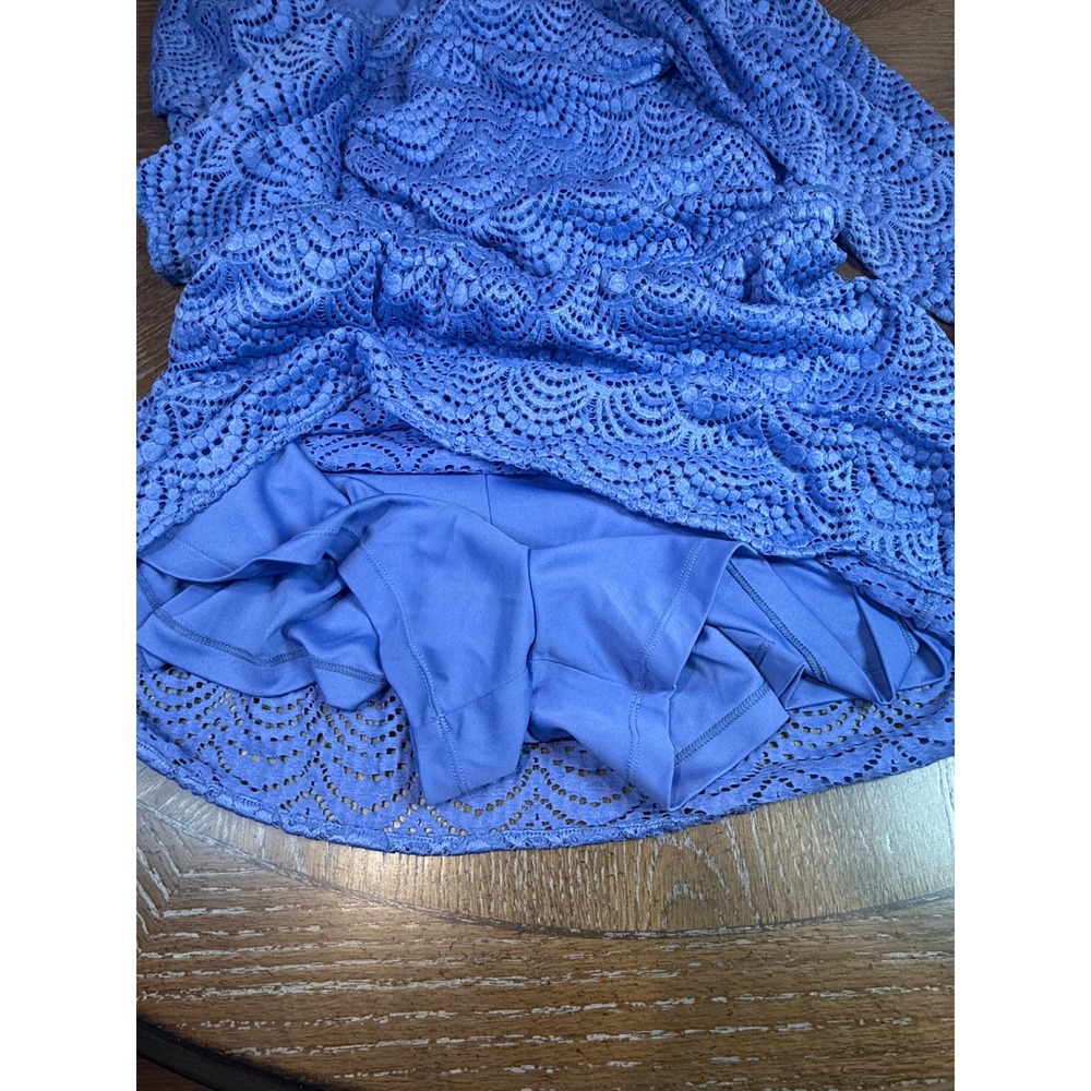 Lilly Pulitzer Lana Skort Romper Blue Lace Off Shoulder Long Sleeve Size Large - Picture 7 of 11
